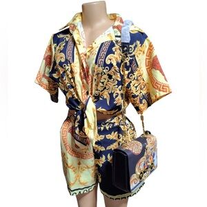 2Piece: FASHION Black and Gold Short Set, NWT